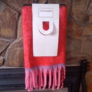 Hot Pink Steven Madden Long Soft Scarf Wrap Shall Fringe NWT